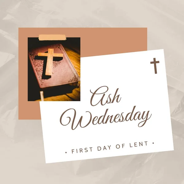 クロスでベージュの背景に灰の水曜日のイメージ キリスト教 イースターとお祝いの概念 — ストック写真