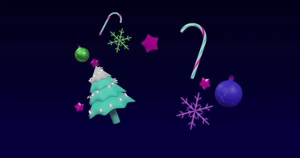 Bild Von Weihnachtsbaum Und Dekoration Auf Schwarzem Hintergrund Weihnachten Fest — Stockfoto
