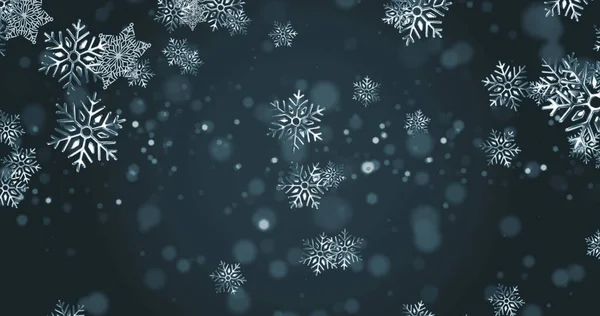 在黑色背景上的降雪和亮点图像 圣诞节 传统和庆祝概念数字生成的图像 — 图库照片