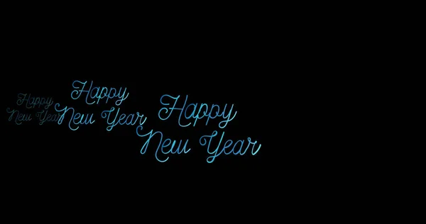 Obrázek Šťastný Novoroční Text Modrém Rukopisu Černém Pozadí Nový Rok — Stock fotografie