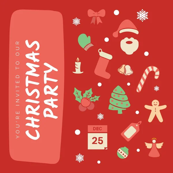 Összetétele Boldog Karácsonyi Szöveg Felett Dekorációk Karácsonyi Party Meghívók Ünnepség — Stock Fotó