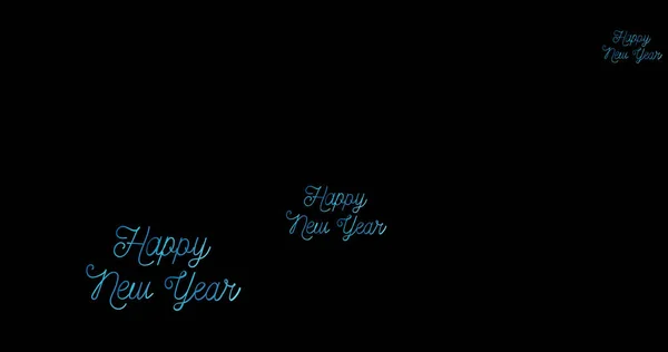 Afbeelding Van Gelukkige Nieuwjaarstekst Blauw Handschrift Zwarte Achtergrond Nieuwjaar Feest — Stockfoto
