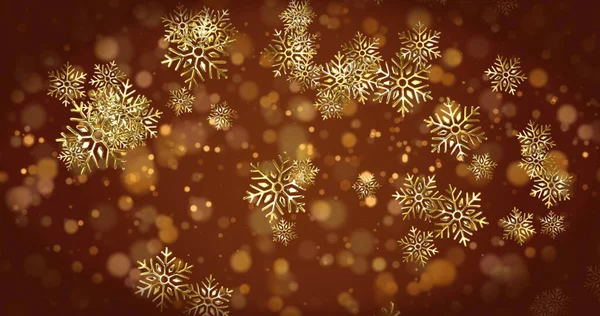 Image Snow Falling Light Spots Brown Background Christmas Tradition Celebration — Stock Photo, Image