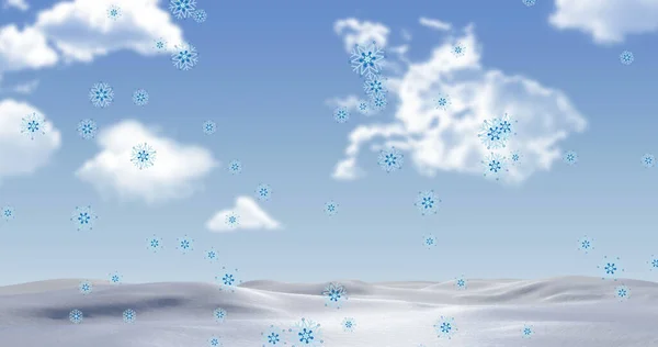 Obraz Śniegu Spadającego Nad Zimowym Krajobrazem Niebem Boże Narodzenie Zima — Zdjęcie stockowe