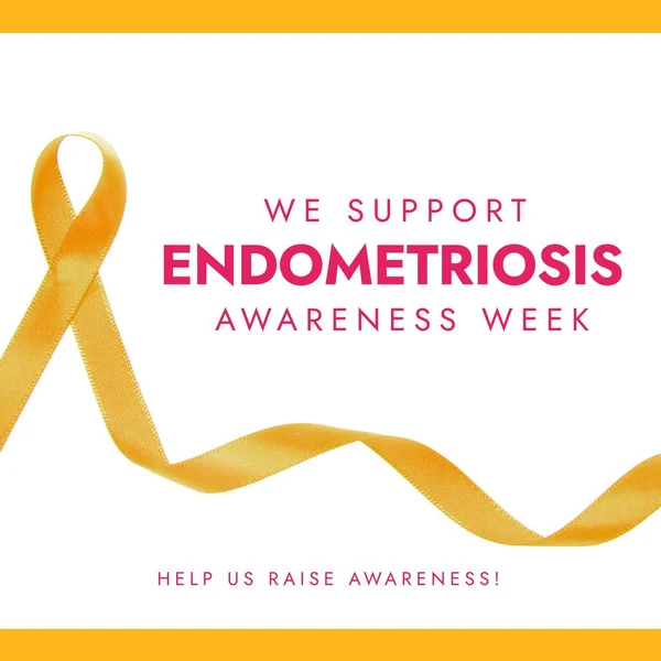 Skład Tekstu Tygodnia Świadomości Endometriozy Wstążką Tydzień Świadomości Endometriozy Koncepcja — Zdjęcie stockowe