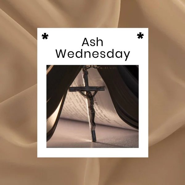 Image Ash Wednesday Beige Background Cross Religion Christianity Eaaster Celebration — Stock Photo, Image