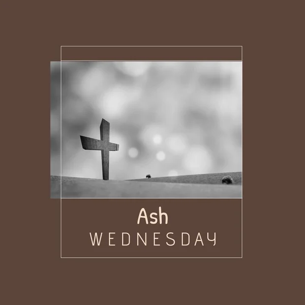 灰の水曜日のテキストとキリスト教の十字架の構成 灰の水曜日 キリスト教 信仰と宗教の概念は デジタル生成された画像 — ストック写真