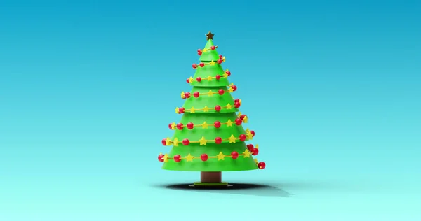 Εικόνα Χριστουγεννιάτικου Δέντρου Που Περιστρέφεται Μπλε Φόντο Χριστούγεννα Γιορτή Γιορτή — Φωτογραφία Αρχείου