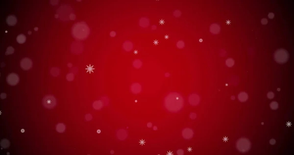 Immagine Neve Che Cade Macchie Luce Sfondo Rosso Natale Tradizione — Foto Stock