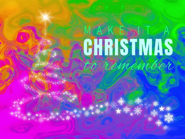 輝くクリスマスツリーと鮮やかな色の上にテキストを覚えてクリスマスを作るの組成 クリスマス お祭り お祝い 伝統的なコンセプトデジタル生成画像 — ストック写真