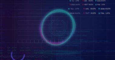 Veri işleme işleminin kapatma düğmesine göre canlandırılması. Küresel iş ve dijital arayüz kavramı dijital olarak oluşturulmuş video.
