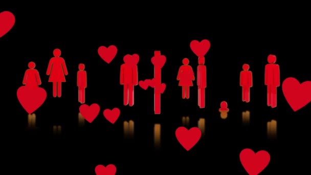 배경의 사람들에 애니메이션 발렌타인데이 로맨스와 디지털로 만들어 — 비디오