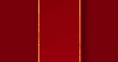 Kırmızı arka planda Çin Yeni Yıl hayran modeli. Dijital olarak üretilen görüntüyü kavra. Çin yeni yılı, şenlik, kutlama ve geleneksel konsept dijital olarak oluşturulmuş imaj.