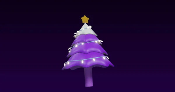 Bild Des Sich Drehenden Weihnachtsbaums Auf Schwarzem Hintergrund Weihnachten Fest — Stockfoto