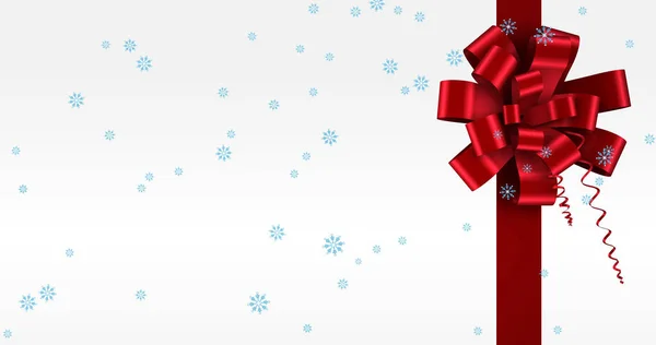 Imagem Neve Caindo Sobre Presente Fundo Branco Natal Tradição Conceito — Fotografia de Stock