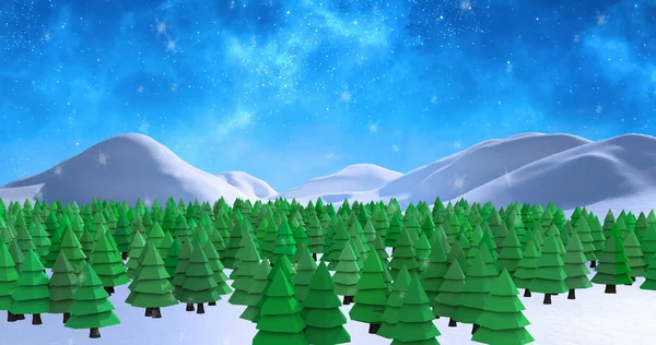 Kış Manzarasında Köknar Ağacının Üzerine Düşen Kar Görüntüsü Noel Gelenek — Stok fotoğraf