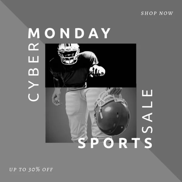 Image Cyber Monday Caucasian Male American Football Players Sport American — Stock Photo, Image
