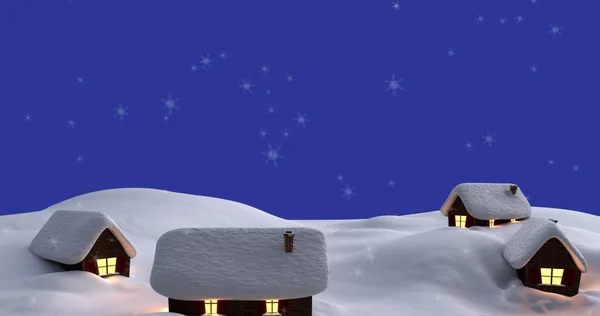 Изображение Снега Падающего Зимний Пейзаж Рождество Зима Традиции Концепция Празднования — стоковое фото