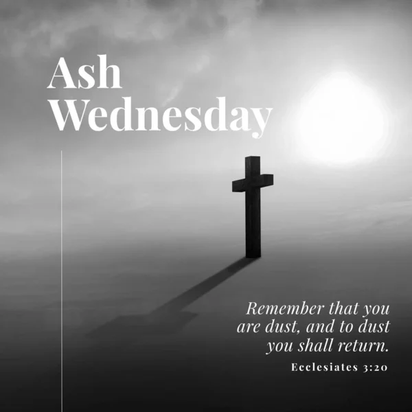 Image of ash wednesday over background with cross in black and white. Religion, christianity, eaaster and celebration concept.