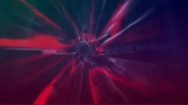 Donanma uzayında hareket eden mavi ve kırmızı ışıkların animasyonu. Renk, şekil ve hareket konsepti dijital olarak oluşturulmuş video.