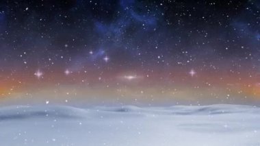 Kış manzarası arka planında kar yağışının animasyonu. Noel, şenlik, kutlama ve gelenek konsepti dijital olarak oluşturuldu.