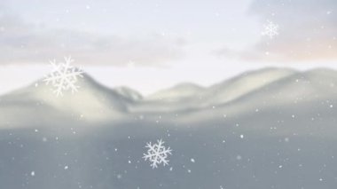 Kış manzarası arka planında kar yağışının animasyonu. Noel, şenlik, kutlama ve gelenek konsepti dijital olarak oluşturuldu.