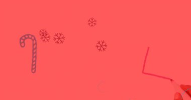 Kar yağışının animasyonu, yılbaşı kutlamaları Noel süslemeleri üzerine mesajlar. Noel, şenlik, kutlama ve gelenek konsepti dijital olarak oluşturuldu.