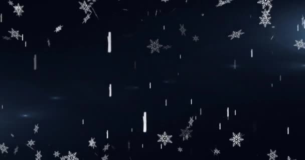 Animacja Padającego Śniegu Czarnym Tle Boże Narodzenie Tradycja Koncepcja Świętowania — Wideo stockowe
