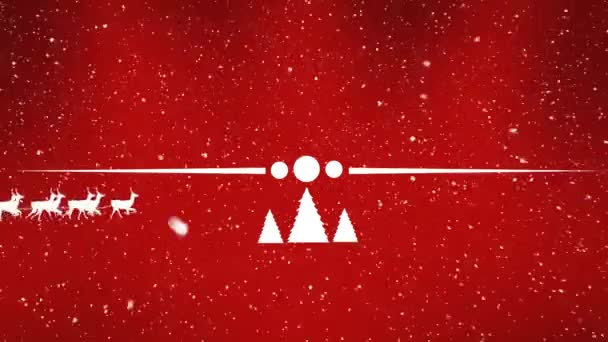 Animazione Neve Sopra Felice Vacanze Testo Babbo Natale Slitta Sfondo — Video Stock