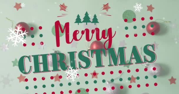 Dieses Video Ist Eine Animation Von Fröhlichen Weihnachtstexten Über Weihnachtsdekorationen — Stockvideo