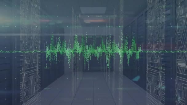 Animation Traitement Des Données Écrans Connexions Microprocesseur Contre Salle Serveurs — Video
