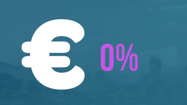 Animazione Del Simbolo Euro Con Percentuale Crescente Contro Visione Aerea — Video Stock