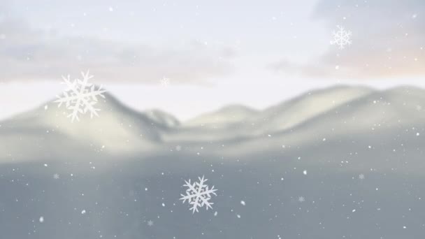 Анімація Снігу Падає Різдвяний Зимовий Пейзажний Фон Різдво Святкування Святкування — стокове відео