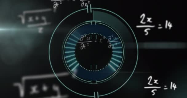 Animatie Van Wiskundige Vergelijkingen Scope Scanning Global Business Digitale Interface — Stockvideo