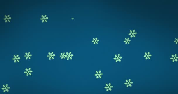 Анимация Падающего Синий Фон Снега Рождество Традиции Концепция Празднования Цифрового — стоковое видео