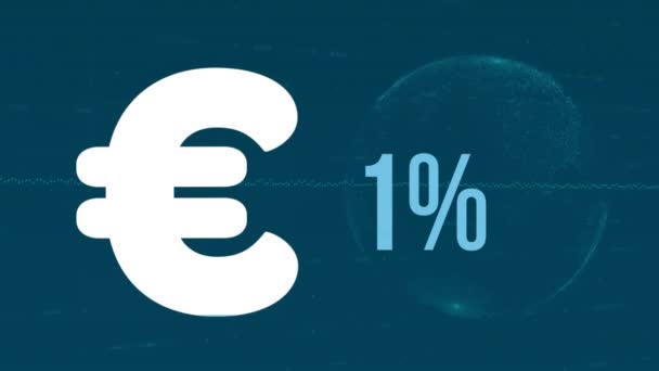Анимация Символа Евро Растущим Числом Всему Миру Глобальный Бизнес Финансы — стоковое видео