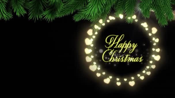 Animation Jul Hälsningar Text Över Jul Dekorationer Och Skytte Stjärna — Stockvideo