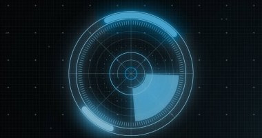 Mavi arkaplandaki grafikte parazit. Dijital güvenlik ve teknoloji konsepti dijital olarak oluşturuldu.