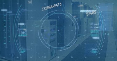 Boş ofis üzerinde tarama ve veri işleme alanı resmi. Küresel iletişim teknolojisi ve veri paylaşım kavramı dijital olarak oluşturulmuş görüntü.