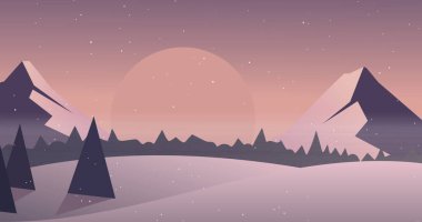 Kış manzarasına yağan karın bileşimi. Noel, gelenek ve kutlama konsepti dijital olarak oluşturulmuş imaj.