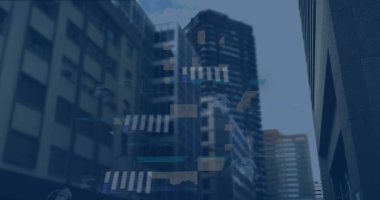 Noktaları birleştiren profil simgelerinin resmi, grafik, küre, binalara karşı parmak izleri. Dijital bileşik, noktaları, ağı, teknolojiyi, biyometriği, erişilebilirliği, kimliği birleştir.