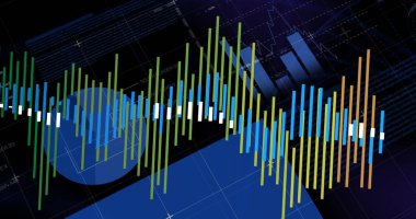 Şebeke üzerinde istatistik ve finansal veri işleme resimleri. küresel iş, finans ve veri işleme kavramı dijital olarak oluşturulmuş görüntü.
