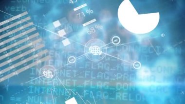 Veri işleme üzerinden bağlantı ağının animasyonu. küresel iş ve dijital arayüz kavramı dijital olarak oluşturulmuş video.