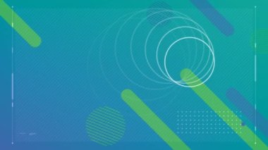 Daireler boyunca hareket eden şekillerin animasyonu. Soyut arkaplan, şablon ve dijital arayüz kavramı dijital olarak oluşturuldu.