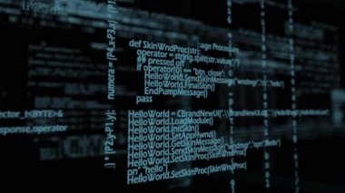 Parazit üzerine veri işleme animasyonu. küresel iş ve dijital arayüz kavramı dijital olarak oluşturulmuş video.