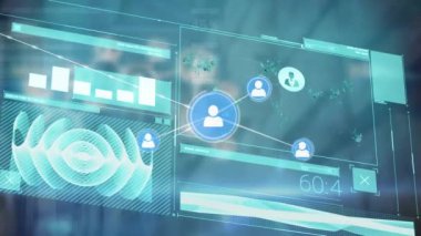 Veri işleme üzerinden bağlantı ağının animasyonu. küresel iş ve dijital arayüz kavramı dijital olarak oluşturulmuş video.
