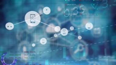 Veri işleme üzerinden bağlantı ağının animasyonu. küresel iş ve dijital arayüz kavramı dijital olarak oluşturulmuş video.