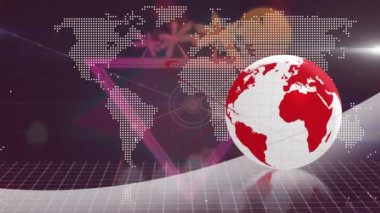 Dünya 'nın animasyonu, bağlantılar ve veri işleme. Küresel iş, finans, bağlantılar, hesaplama ve veri işleme kavramı dijital olarak oluşturulmuş video.