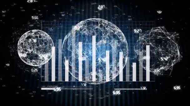 Statisztikai Adatfeldolgozás Élénkítése Kapcsolatok Hálózatának Három Gömbje Ellen Globális Hálózatépítés — Stock videók