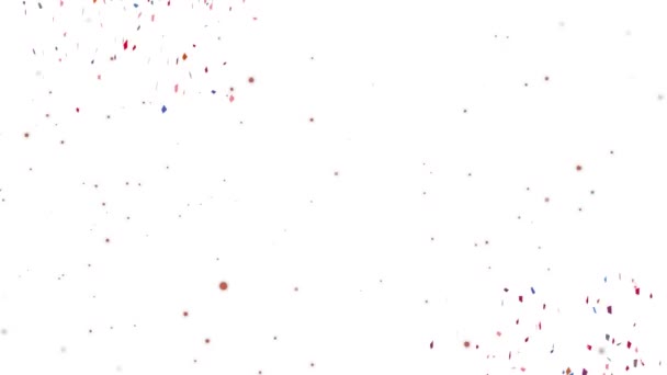 Animación Confeti Cayendo Sobre Manchas Colores Flotando Sobre Fondo Blanco — Vídeo de stock